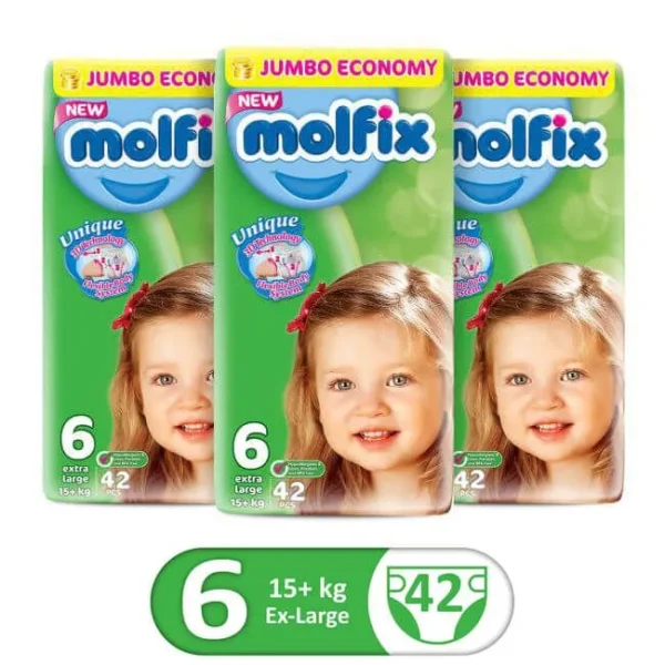 Molfix Pack Of 3 3D XLarge (42Pcs) Jumbo Size 6